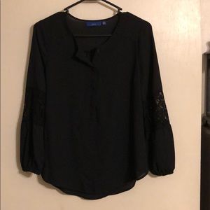 Apt.9 black long sleeve shirt w/lace design sz PXS